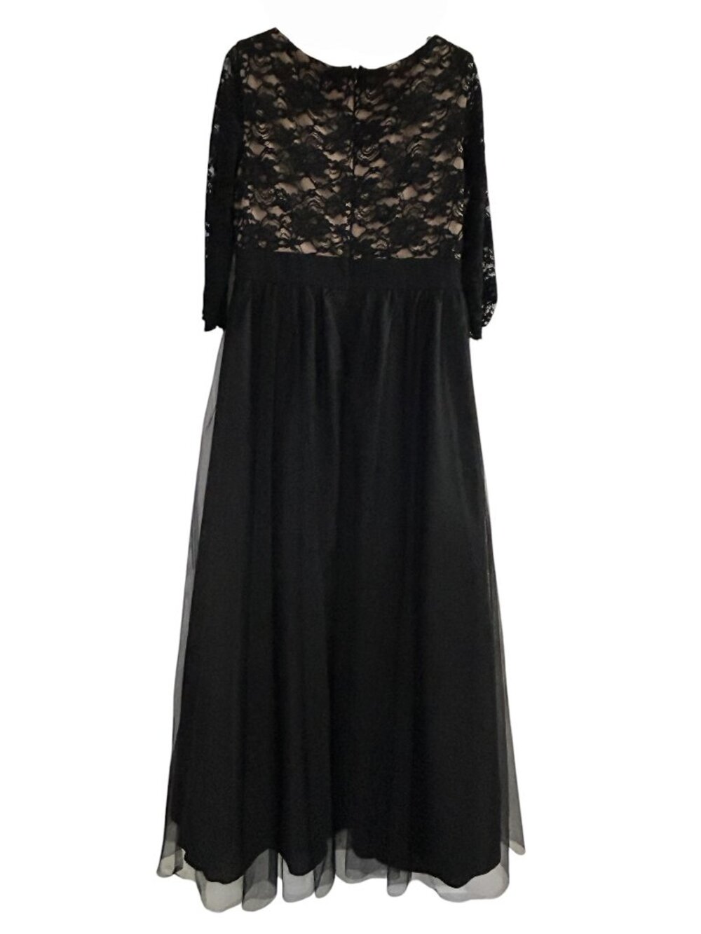 Jessica Howard Size 14 Black Lace Gown Special Occasion Dress 3/4 Sleeves Lined - Picture 3 of 9